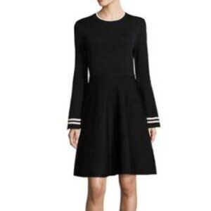 Eliza J Black Bell Sleeve Fit and Flare Knit Dress